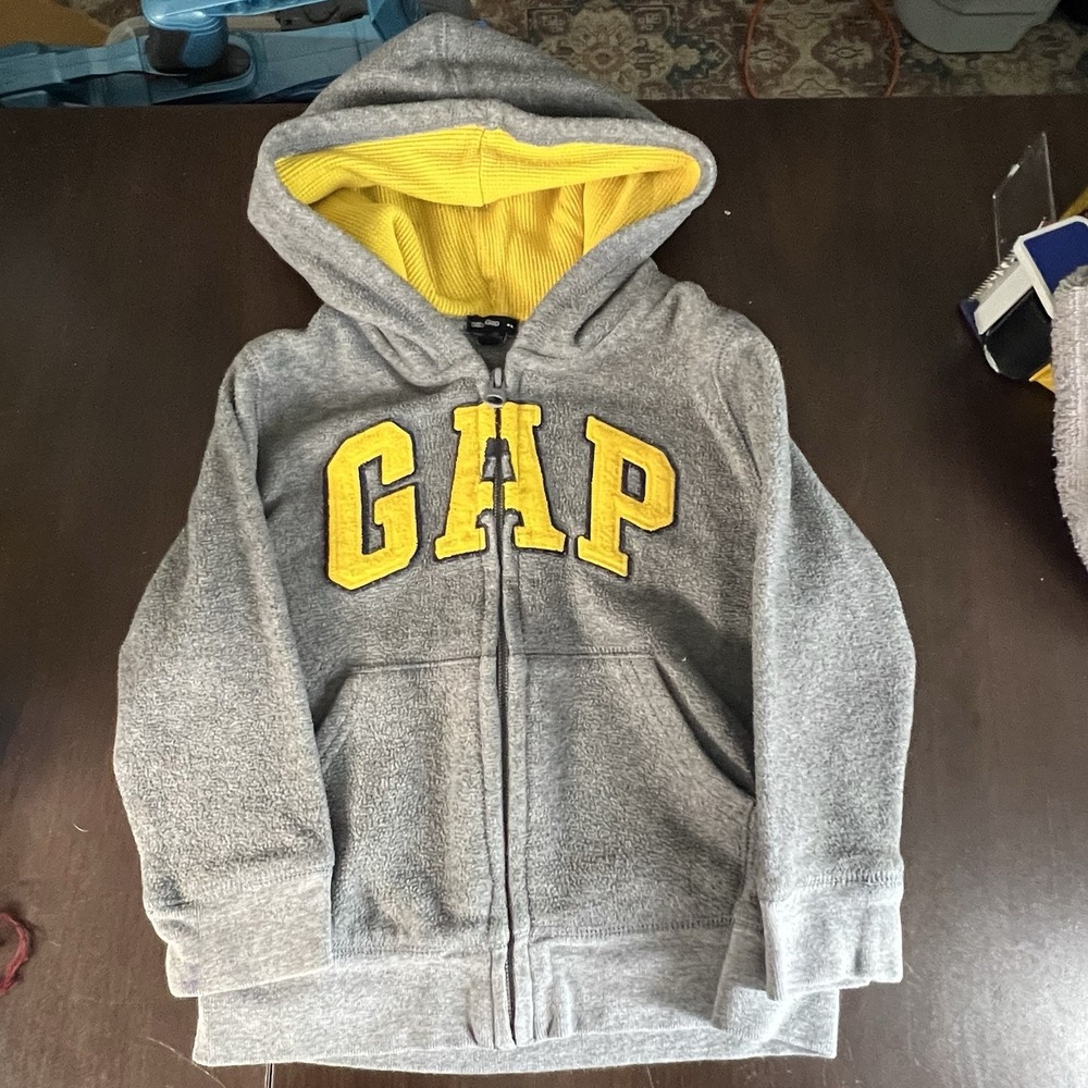 Baby Gap Full Zip Hoodie‎ Gray & Yellow With Pockets Size 3T **Please Read